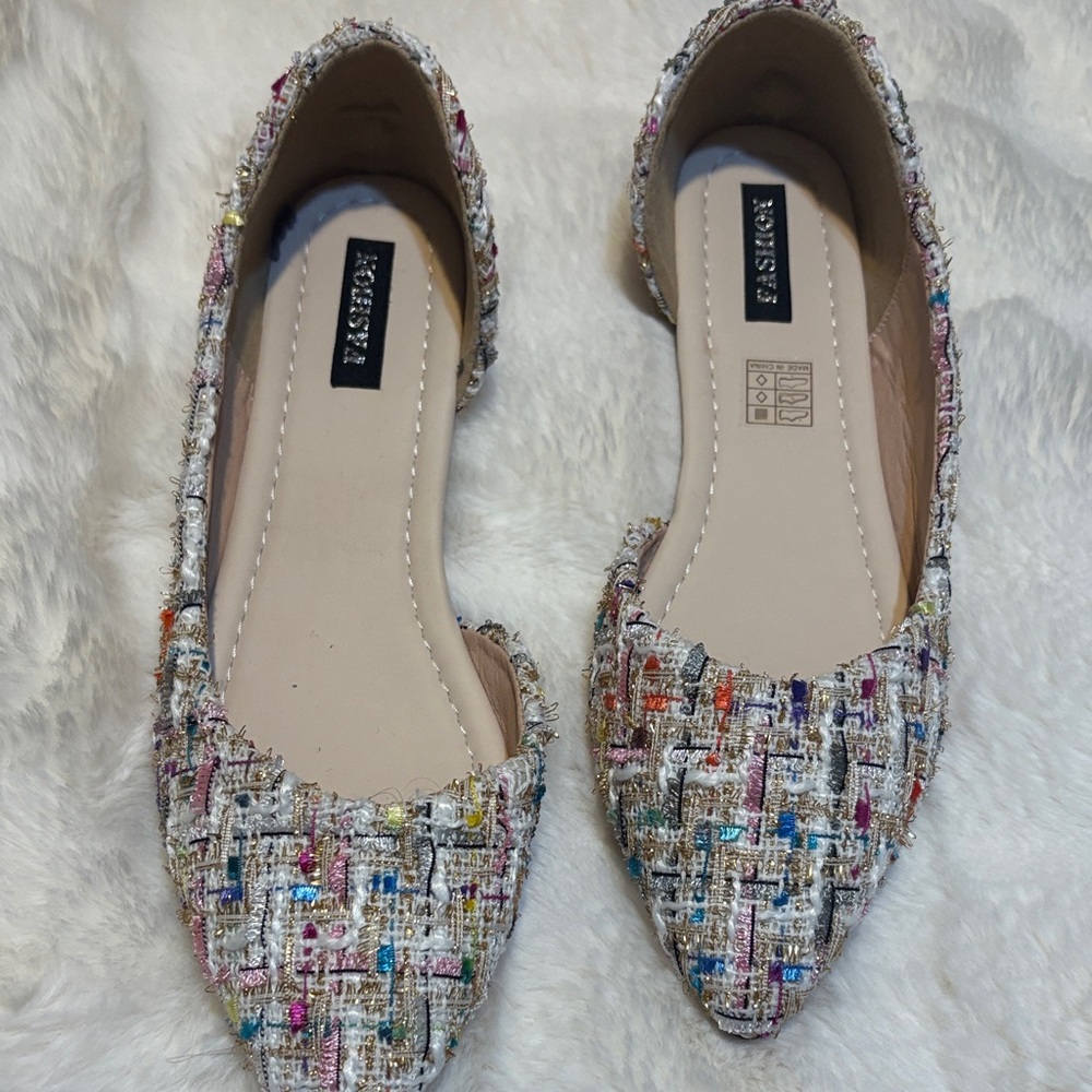 Source Unknown Multicolor Tweed Flats